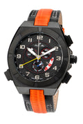 Porsamo Bleu Ibiza Luxury Chronograph Men's Watch, Genuine Leather Band, Black, Orange 121AIBL