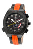 Porsamo Bleu Ibiza luxury chronograph men's watch, genuine leather band, black, orange 121AIBL