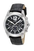 Porsamo Bleu Nathan Luxury Chronograph Men's Watch, Genuine Leather Band, Silver, Black 642ANAL