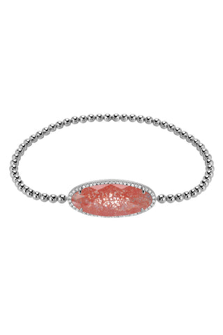 Stretch bead bracelet with topaz and quartz 503BS