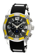 Porsamo Bleu Sao Paulo Luxury Chronograph Men's Watch, Silicone Strap, Black, Yellow 024CSPR