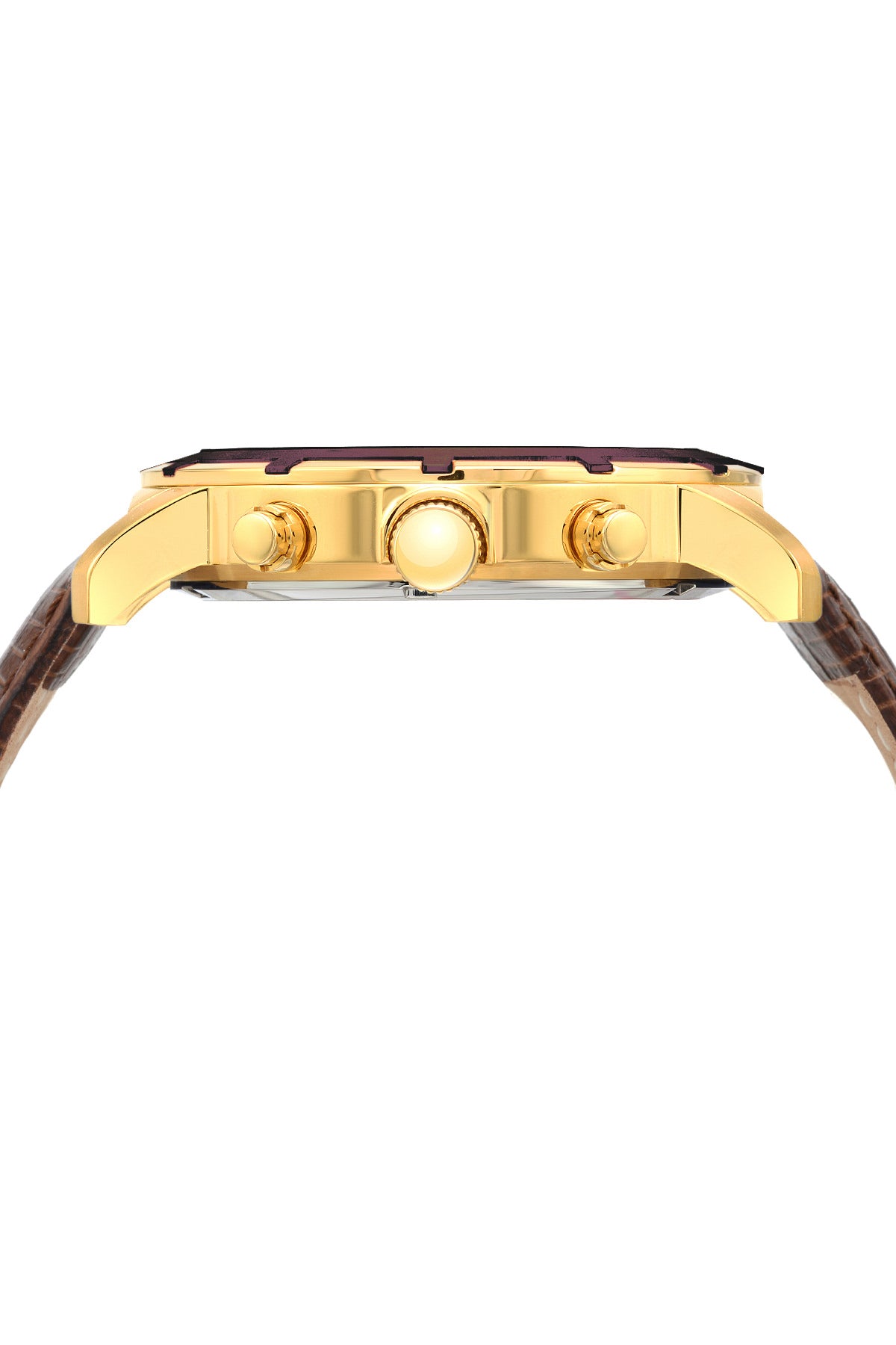 Porsamo Bleu NYC luxury men's watch, genuine leather band, gold, brown 051CNYL