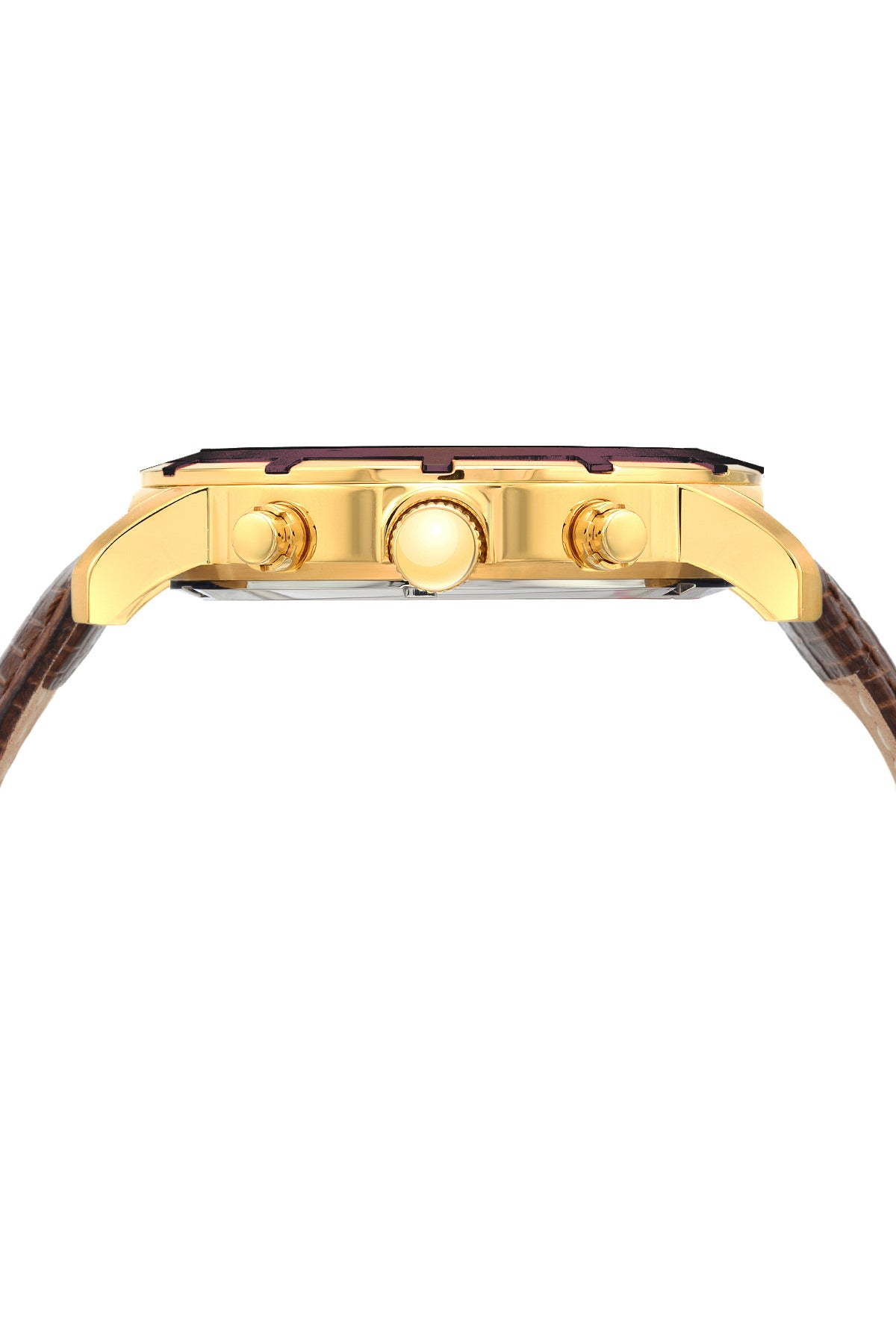 Porsamo Bleu NYC Luxury Men's Watch, Genuine Leather Band, Gold, Brown 051CNYL