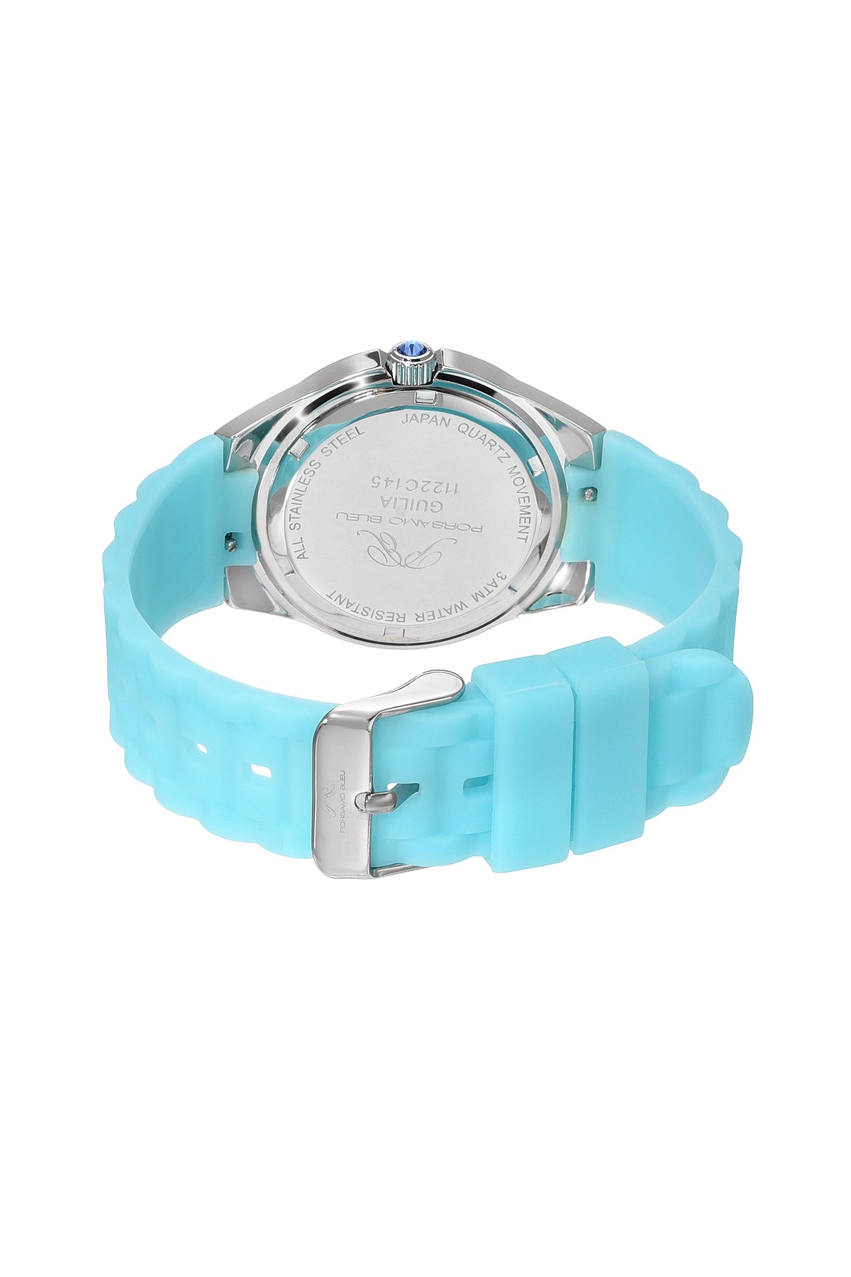 Porsamo Bleu Guilia Luxury Women's Silicone Strap Watch, Interchangeable Bands, Silver, White, Turquoise 1122CGUR