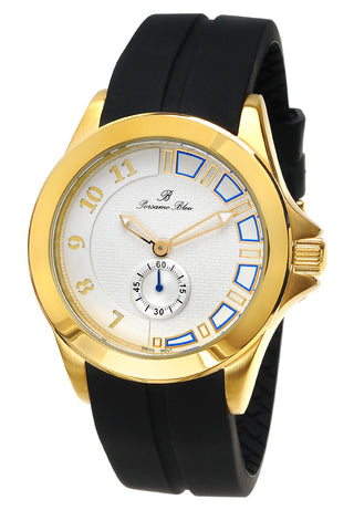Porsamo Bleu Soho luxury men's watch, silicone strap, gold, black 044BSOR