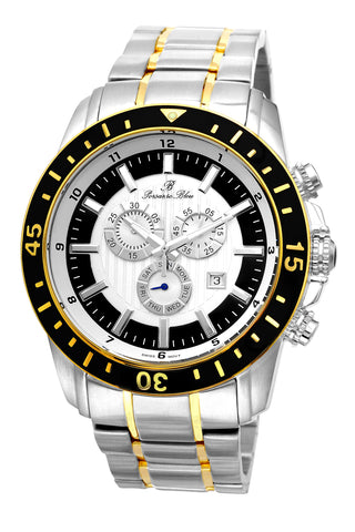 Porsamo Bleu Grand Prix G luxury chronograph men's stainless steel watch, silver, black 082AGPS