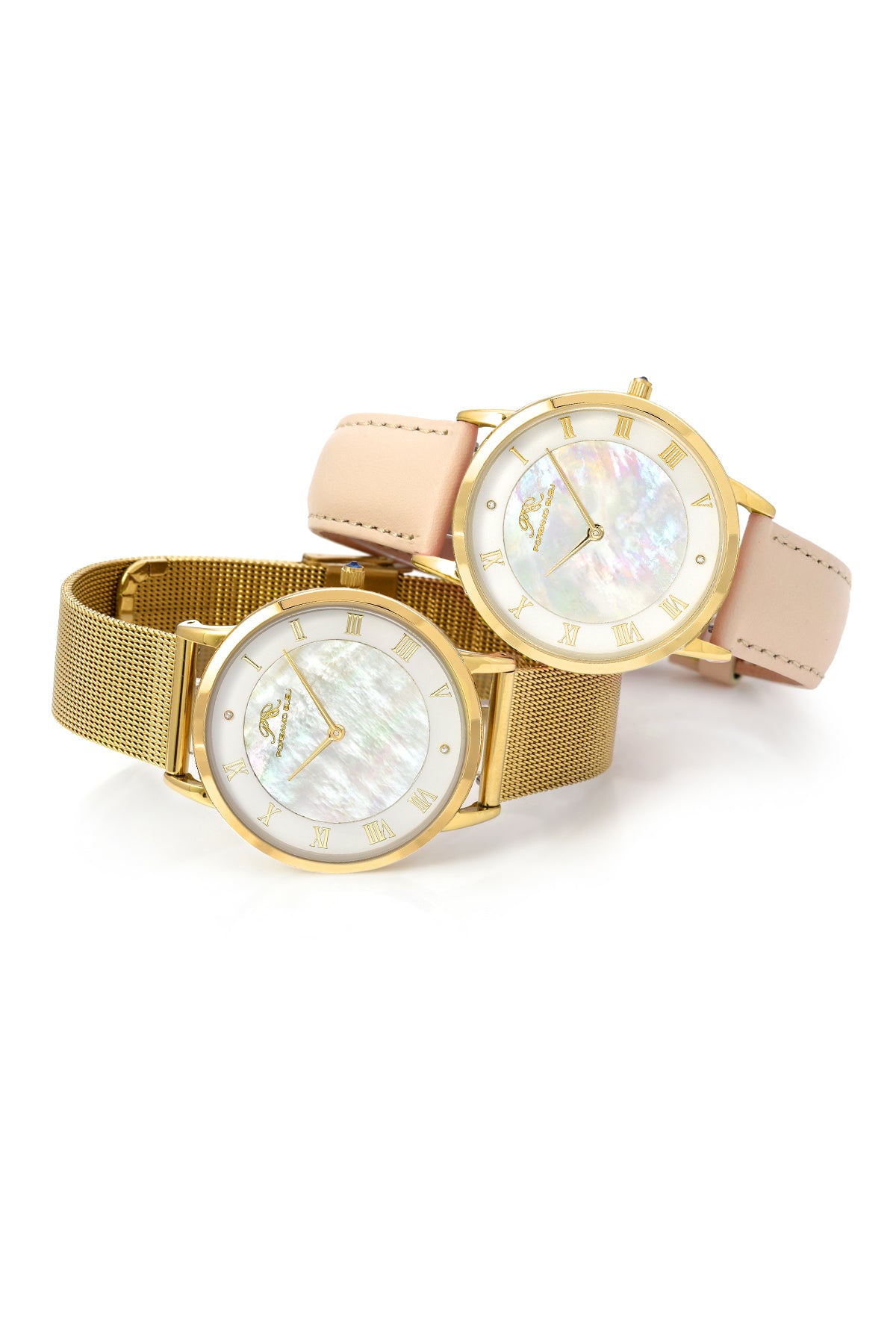 Porsamo Bleu Nina Luxury Diamond Women's Watch, Interchangeable Bands, Gold, White, Beige 861BNIS