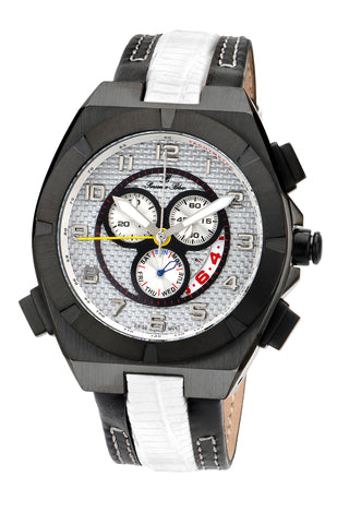Porsamo Bleu Ibiza luxury chronograph men's watch, genuine leather band, black, white 123AIBL
