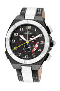 Porsamo Bleu Ibiza Luxury Chronograph Men's Watch, Genuine Leather Band, Black, White 121CIBL