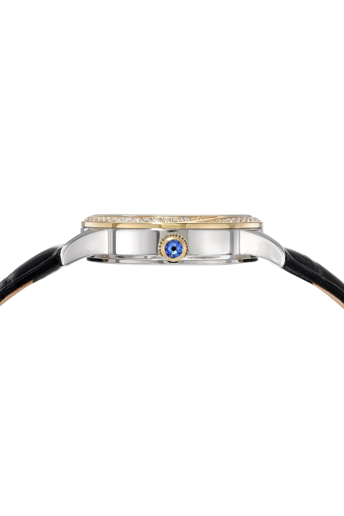 Porsamo Bleu Ruby Luxury Women's Genuine Leather Band Watch, Gold, Black 1141BRUL