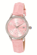 Porsamo Bleu Ruby Luxury Women's Genuine Leather Band Watch, Silver, Pink 1142BRUL