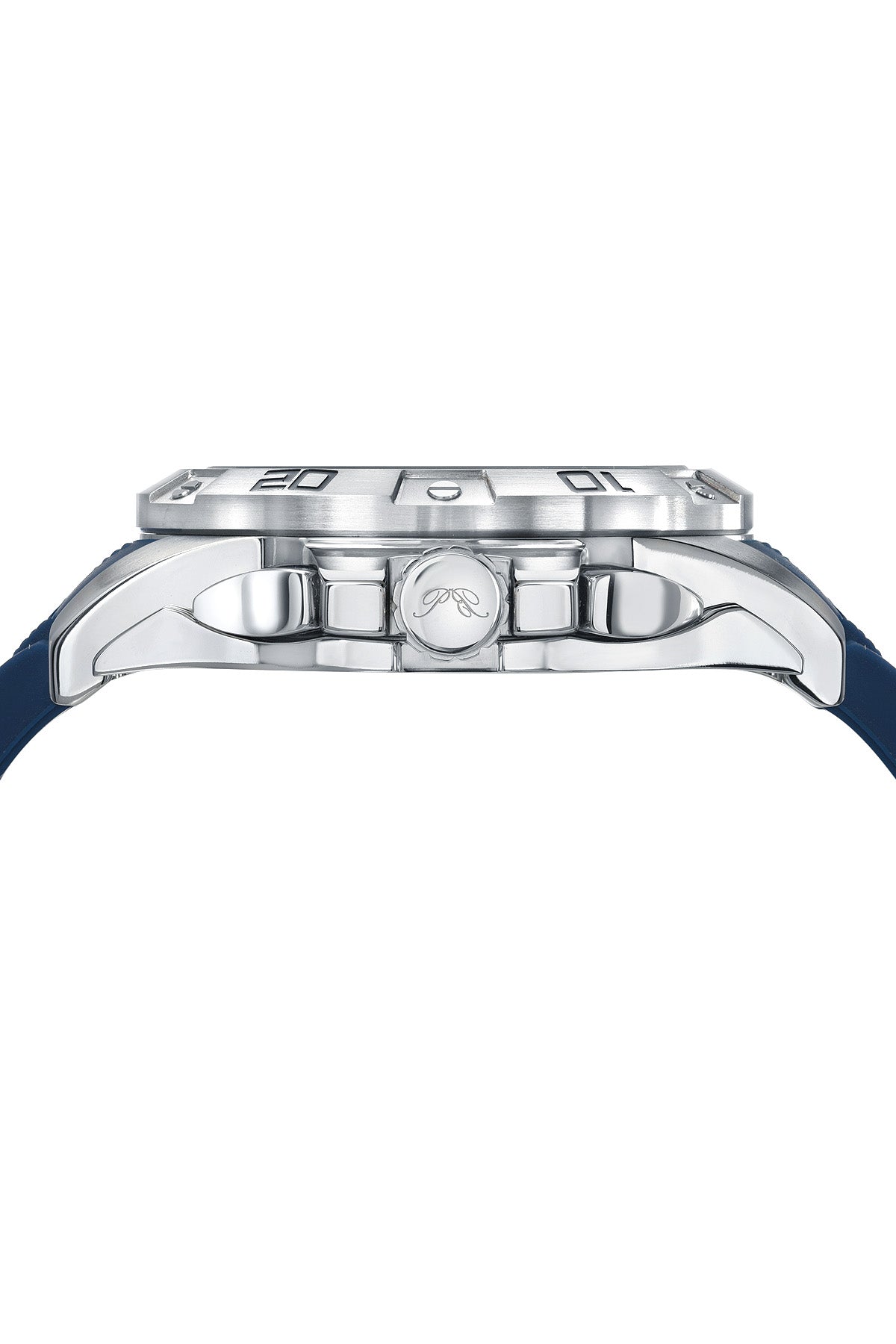 Porsamo Bleu Francoise Luxury Chronograph Men's Watch, Silicone Strap, Silver, Blue 245CFRR
