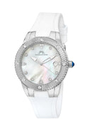 Porsamo Bleu Linda Luxury Women's Watch, Silicone Strap, Silver, White 491ALIR