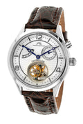 Porsamo Bleu Tourbillon Men's Luxury Watch, Genuine Leather Band, Silver, White, Brown 661ATBL