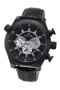 Porsamo Bleu Sydney Luxury Men's Watch, Genuine Leather Band, Black 162CSYL
