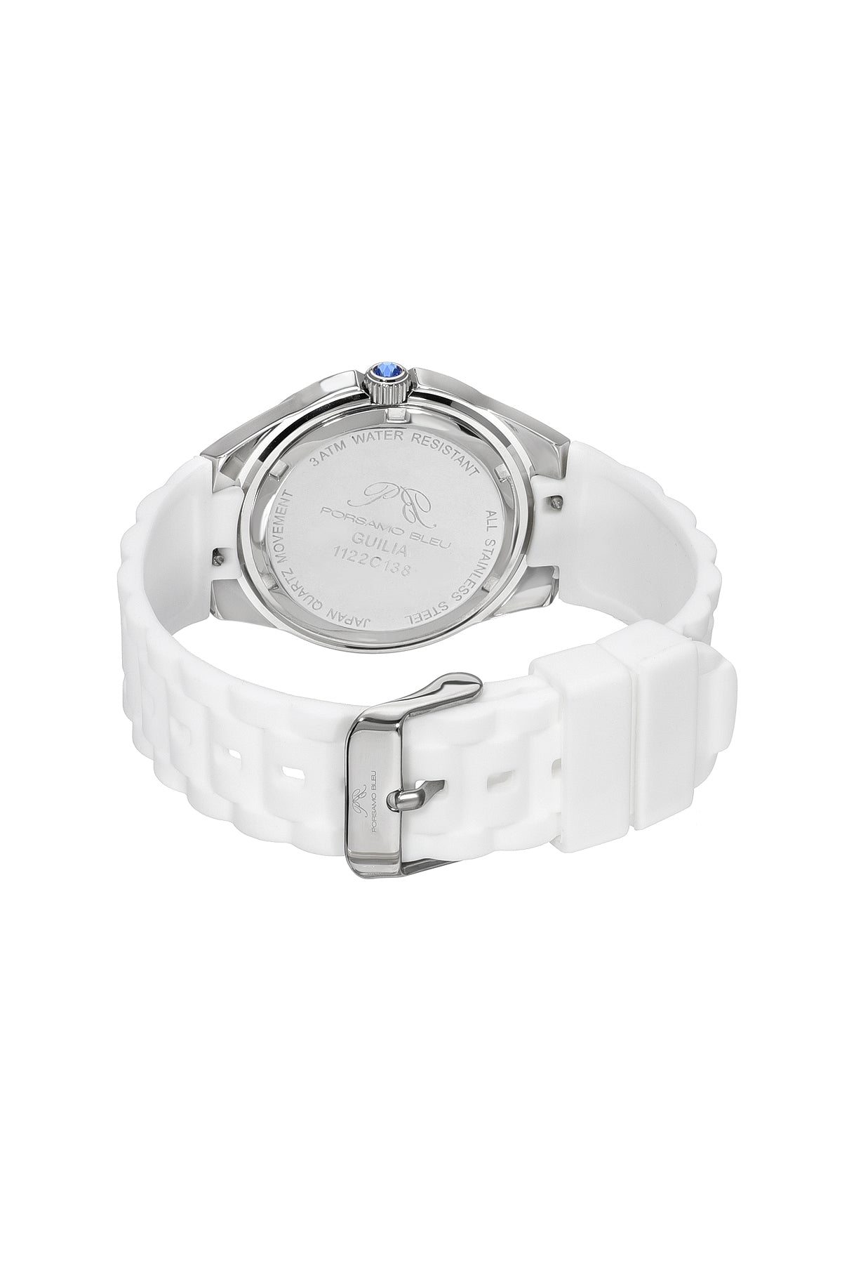 Porsamo Bleu Guilia Luxury Women's Silicone Strap Watch, Interchangeable Bands, Silver, White, Turquoise 1122CGUR