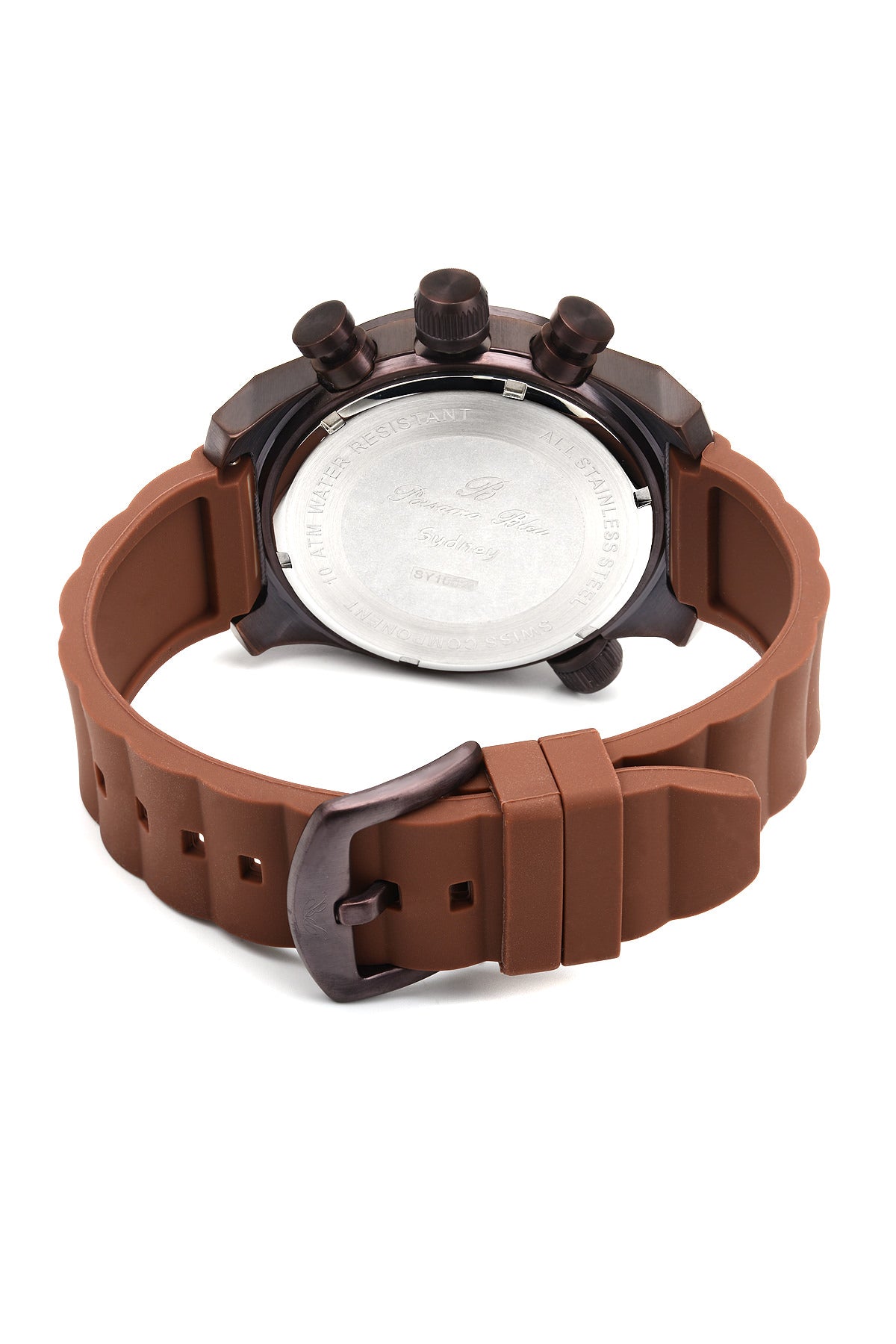 Porsamo Bleu Sydney luxury men's watch, silicone strap, brown 165CSYR