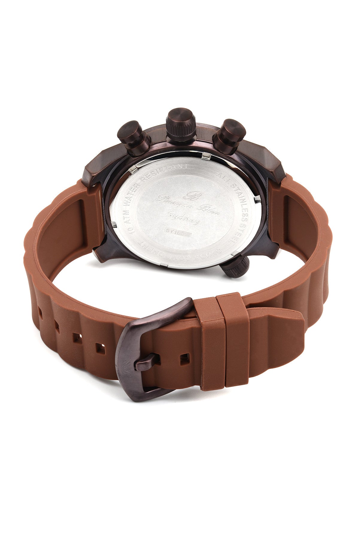 Porsamo Bleu Sydney Luxury Men's Watch, Silicone Strap, Brown 165CSYR