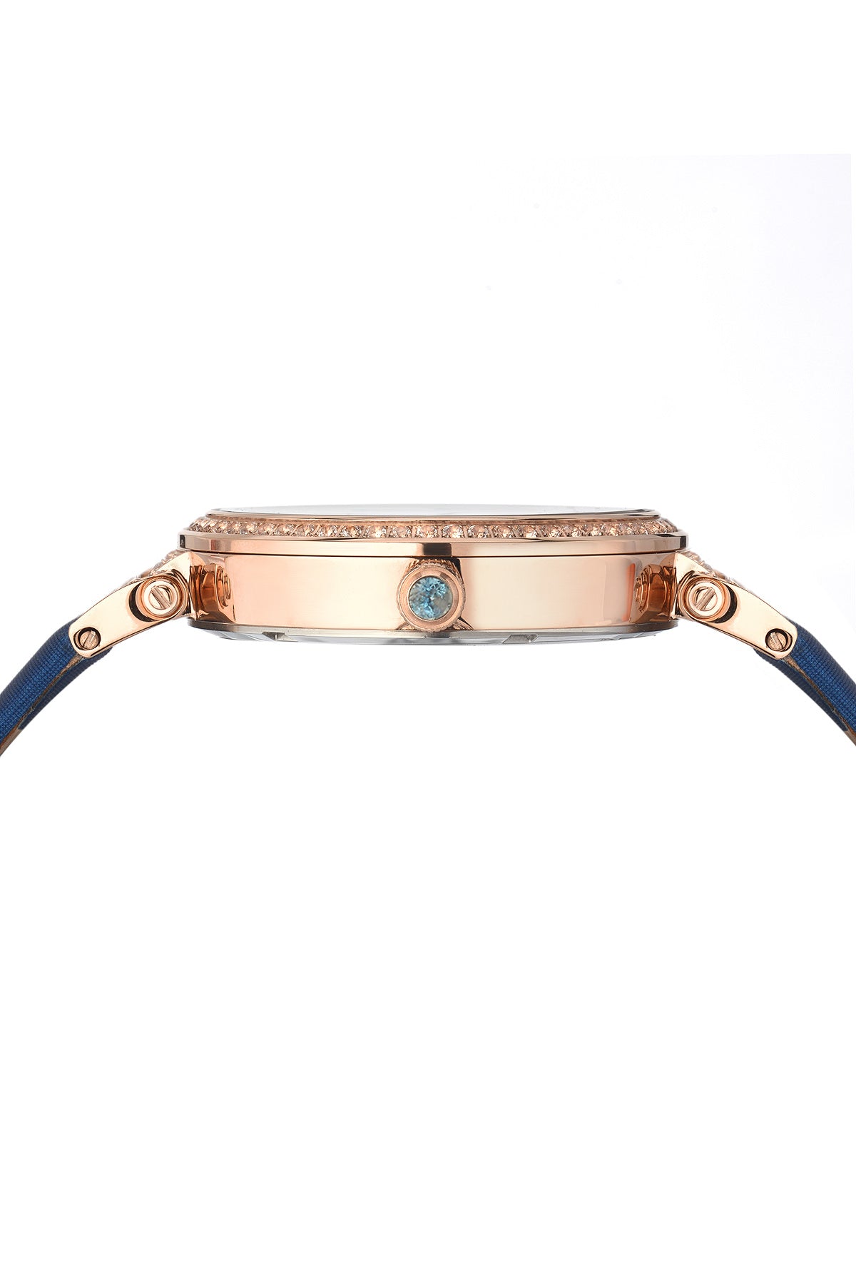 Porsamo Bleu Chantal Luxury Topaz Women's Watch, Satin Covered Genuine Leather Band, Rose, Blue 673CCHL