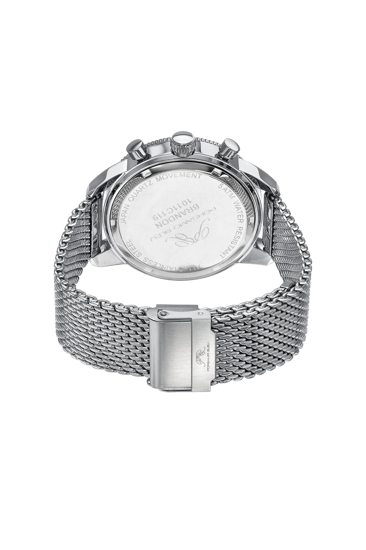 Porsamo Bleu Brandon Luxury Chronograph Men's Stainless Steel Watch, Silver, Blue 1011CBRS