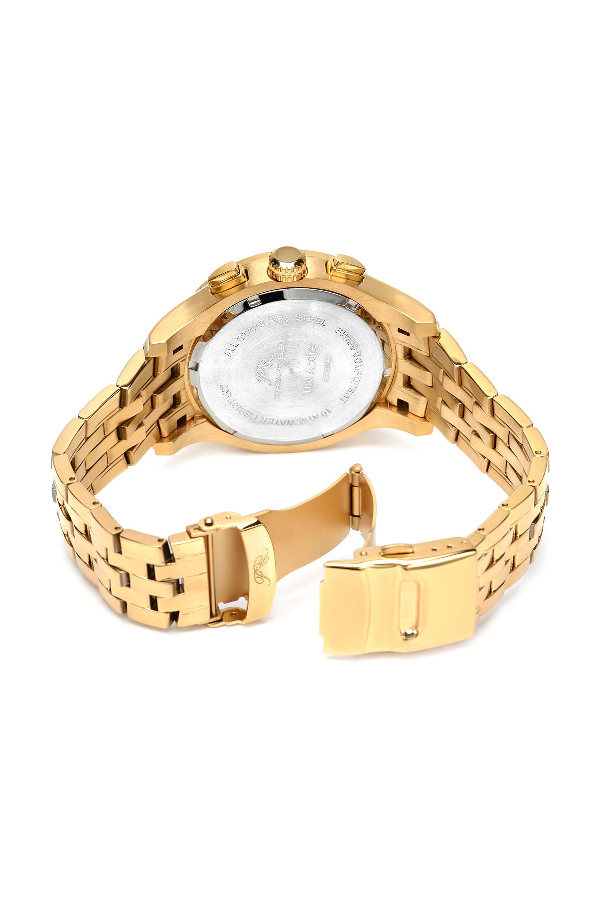Porsamo Bleu, Andre Luxury Men's Stainless Steel Watch, Gold, White 221BANS