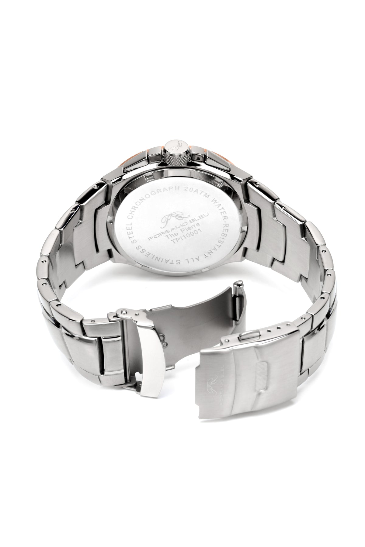 Porsamo Bleu Pierre Luxury Chronograph Men's Stainless Steel Watch, Silver, Rose, Black 252CPIS