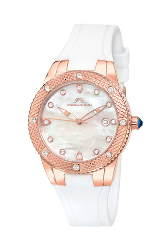 Porsamo Bleu Linda luxury women's watch, silicone strap, rose, white 491CLIR