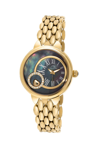 Porsamo Bleu Claire luxury diamond women's stainless steel watch, gold, black 722BCLS
