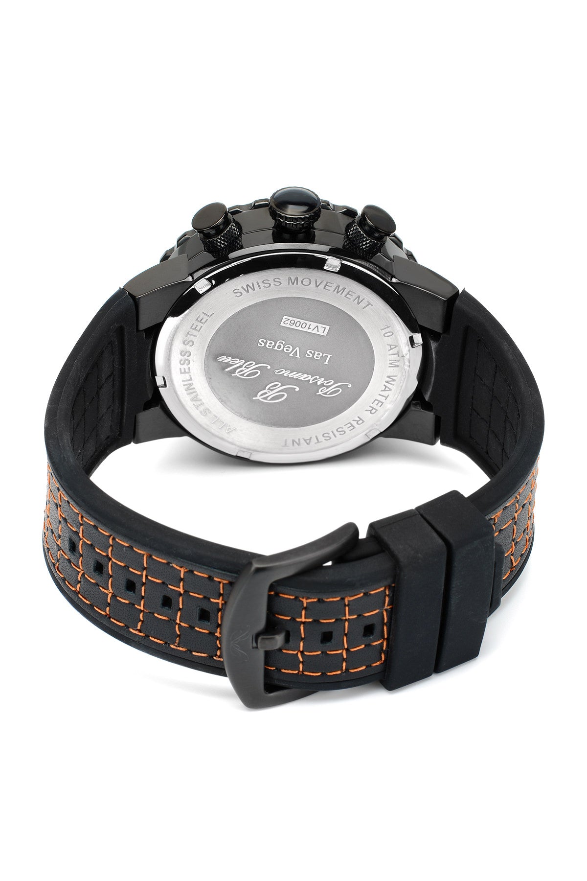 Porsamo Bleu Las Vegas Luxury Men's Watch, Silicone Strap, Interchangeable Bezels, Black 114DLVR