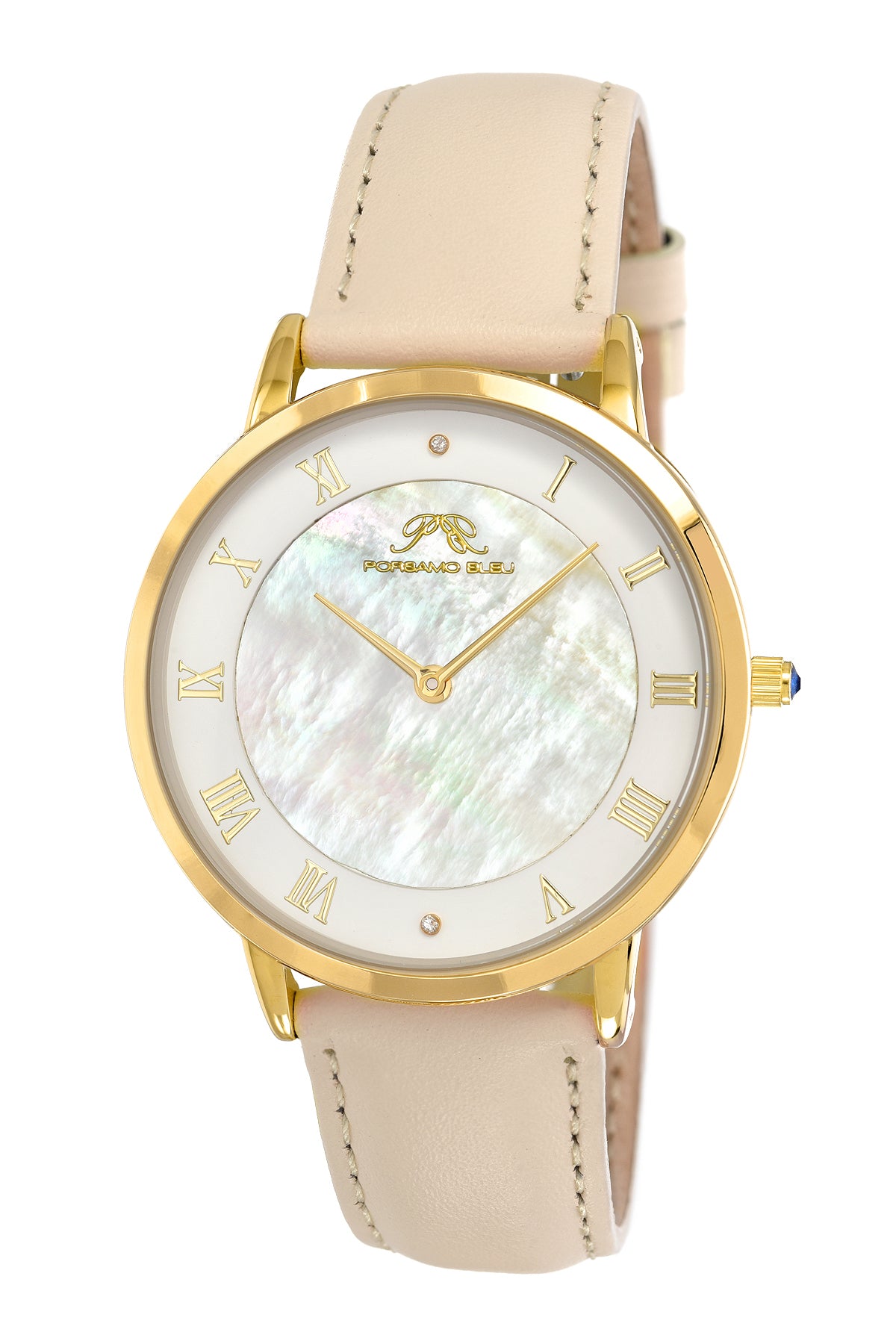 Porsamo Bleu Nina Luxury Diamond Women's Watch, Interchangeable Bands, Gold, White, Beige 861BNIS
