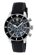Porsamo Bleu Brandon Luxury Chronograph Men's Silicone Strap Watch, Silver, Black 1013ABRR