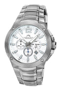 Porsamo Bleu Pierre Luxury Chronograph Men's Stainless Steel Watch, Silver, White 251APIS
