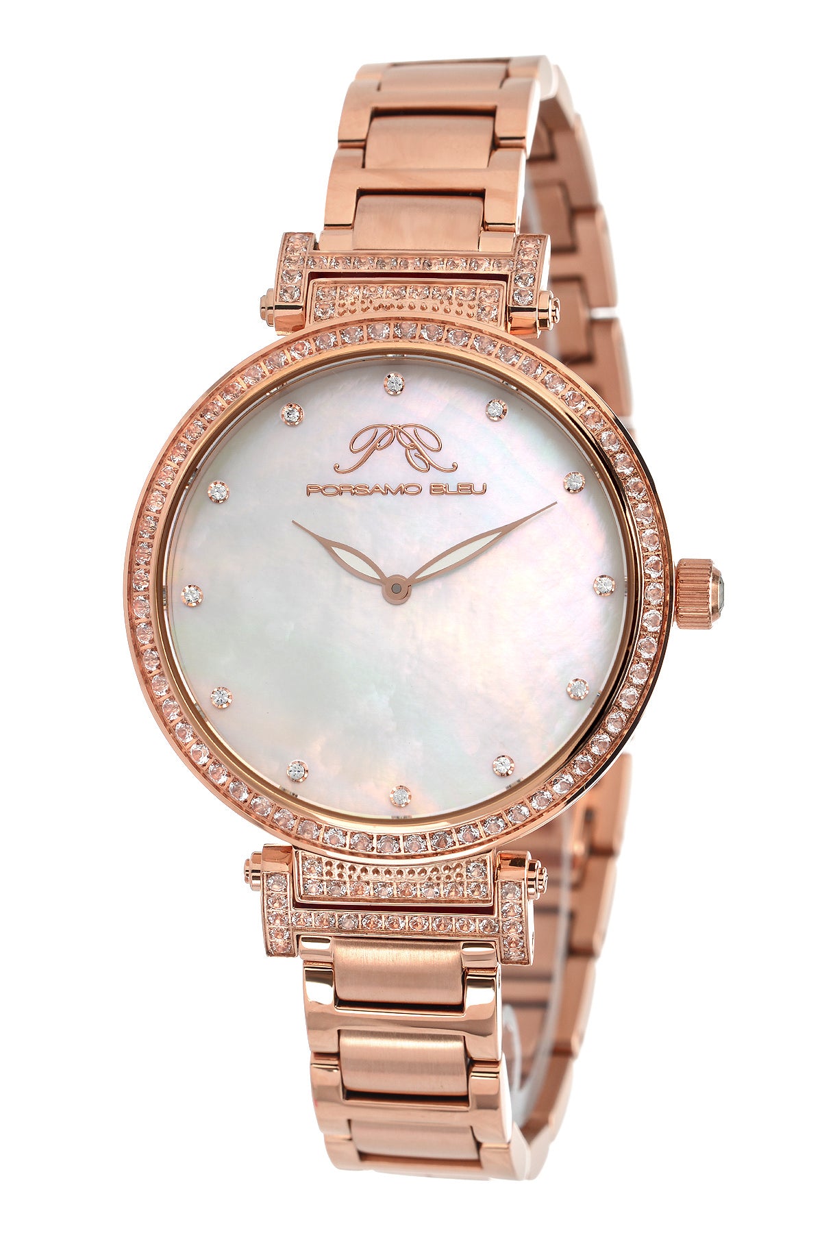 Porsamo Bleu Chantal Luxury Topaz Women's Stainless Steel Watch, Rose, White 671CCHS