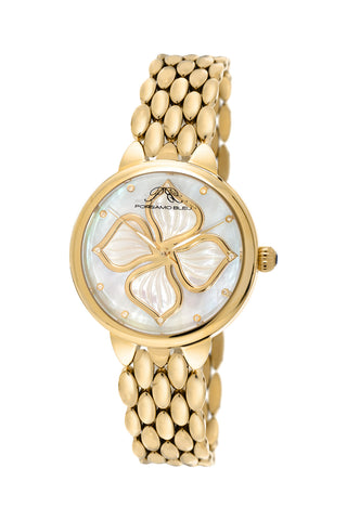 Porsamo Bleu Blair luxury diamond women's stainless steel watch, gold, white 711BBLS