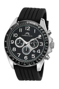 Porsamo Bleu Wolfgang Luxury  Chronograph Men's Watch, Silicone Strap, Silver, Black 571AWOR