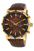 Porsamo Bleu NYC Luxury Men's Watch, Genuine Leather Band, Gold, Brown 051CNYL