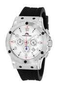 Porsamo Bleu Marcus Luxury Chronograph Men's Watch, Silicone Strap, Silver, Black, White 651AMAR