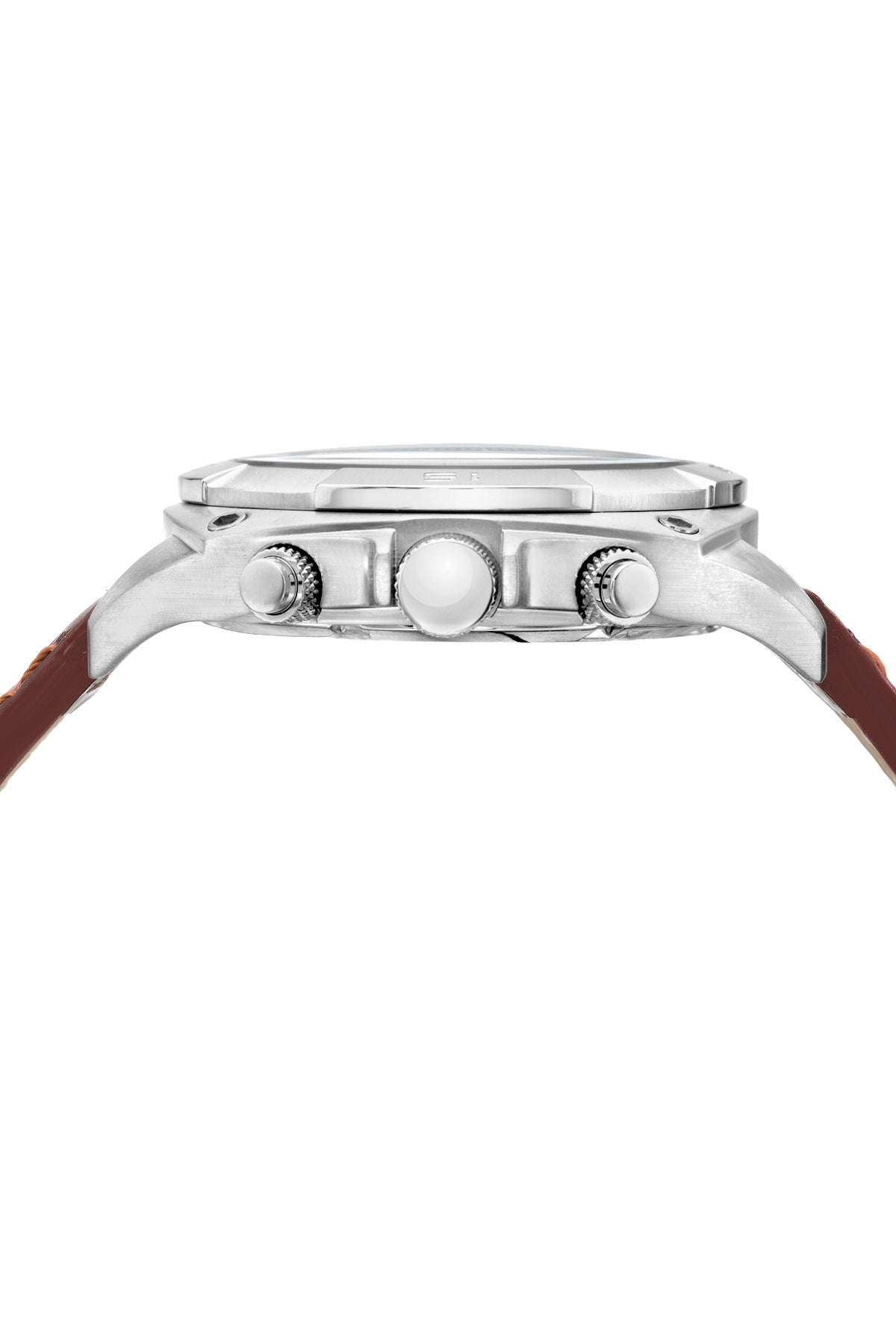 Porsamo Bleu Alex Luxury Men's Watch, Genuine Leather Band, Silver, Brown 292BALL
