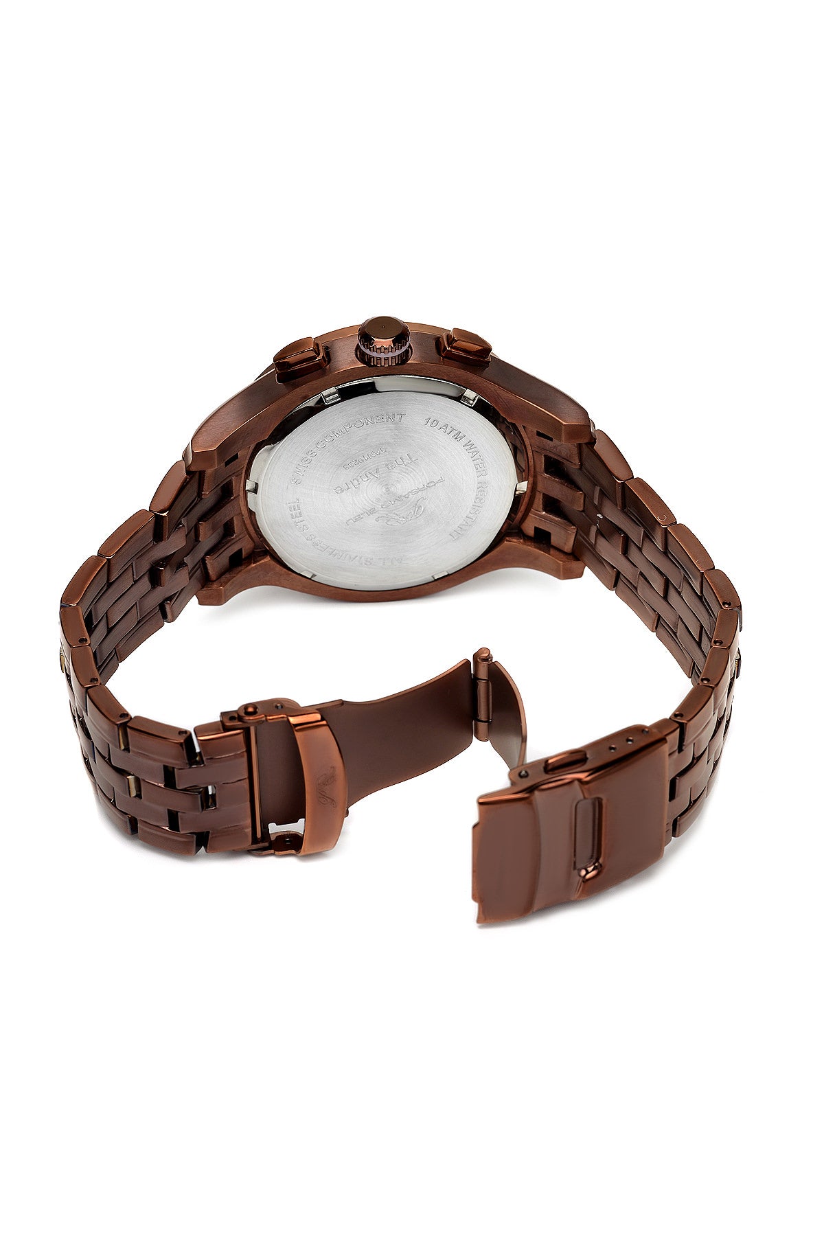 Porsamo Bleu, Andre Luxury Men's Stainless Steel Watch, Brown, Rose 221EANS