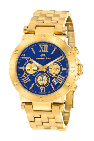 Porsamo Bleu Sasha luxury chronograph men's stainless steel watch, gold, blue 442BSAS