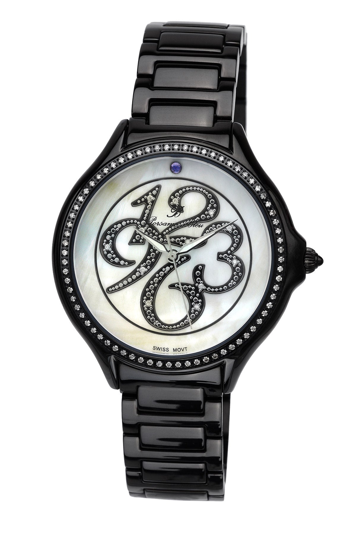 Porsamo Bleu Paris luxury diamond women's stainless steel watch, black 131EPAS