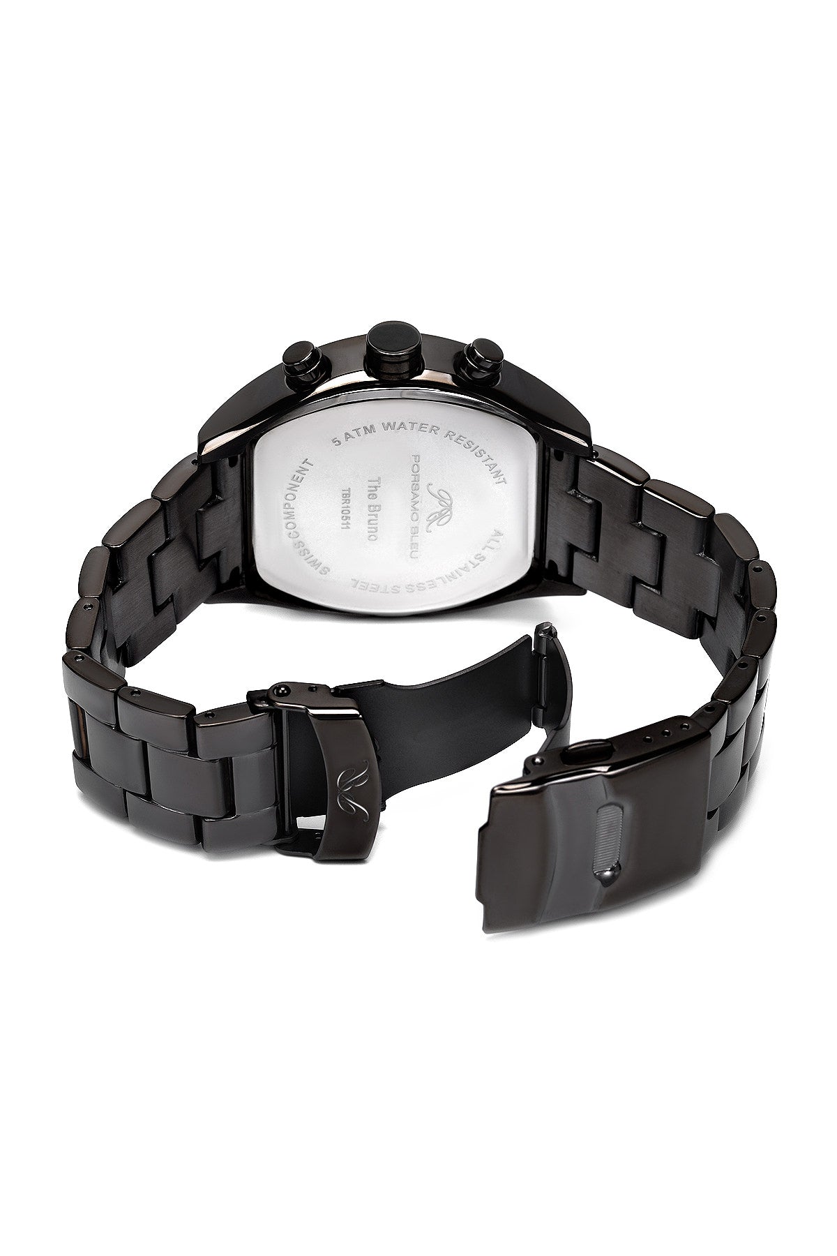 Porsamo Bleu Bruno Luxury Men's Stainless Steel Watch, Black, Rose 203BBRS