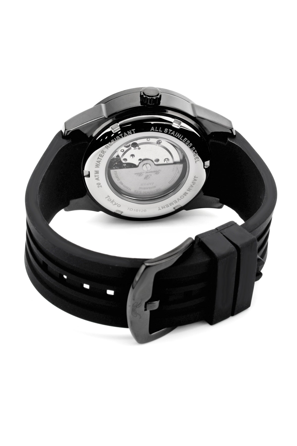 Porsamo Bleu Tokyo Luxury Automatic Men's Watch, Silicone Strap, Black, White 172CTOR